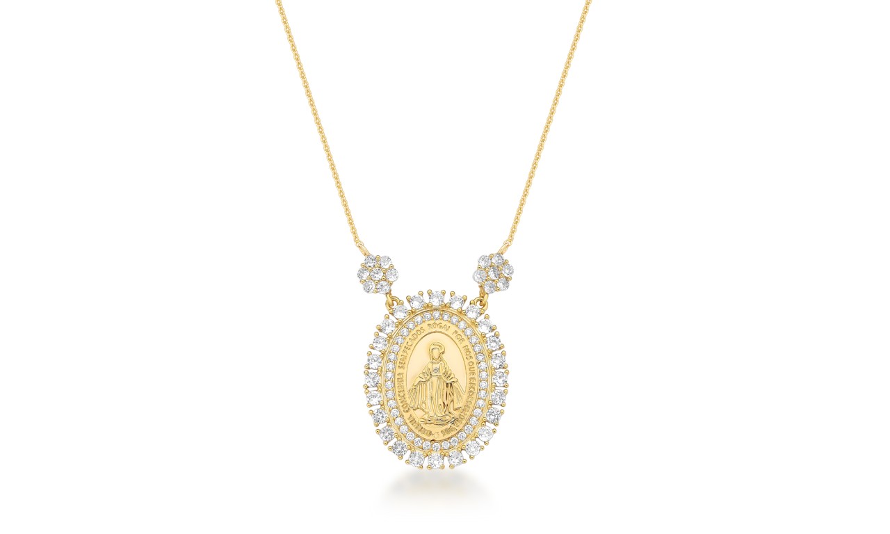 Colar Medalha Nossa Senhora Banho de Ouro 18k.