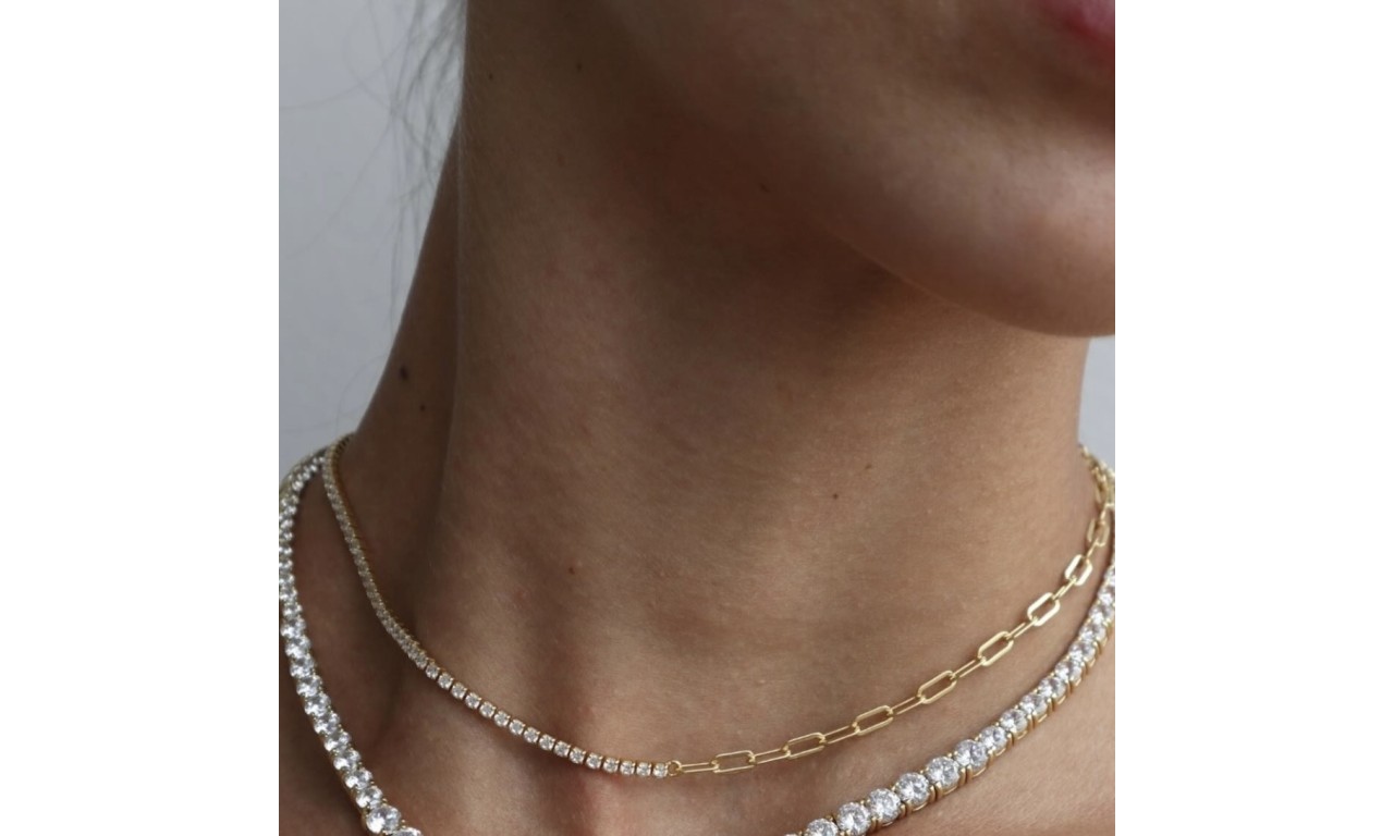 Colar Choker Cool Riviera Banho de Ouro18k ou Ródio Branco.